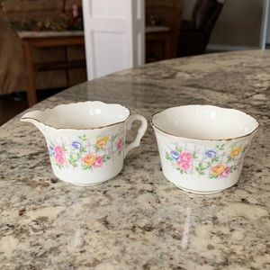 Vintage Collingwood England Bone China Creamer & Open Sugar Bowl Floral